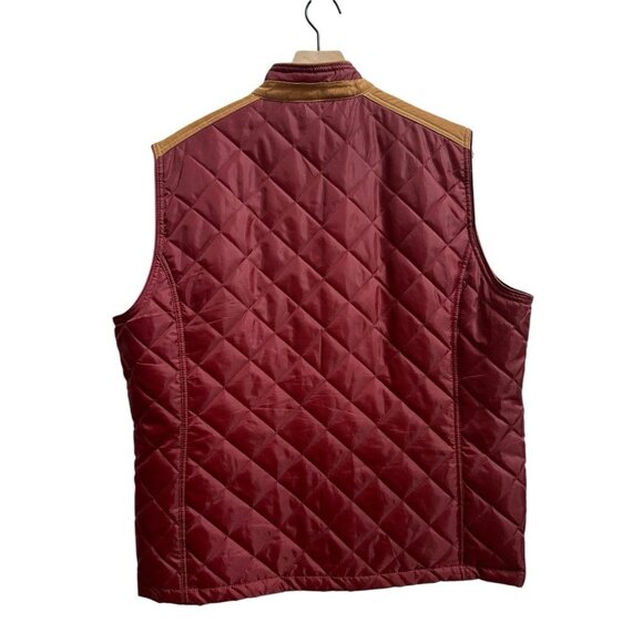 Alan Flusser Mens Quilted Full Zip Vest English Style Maroon Corduroy Trim Sz XL - Picture 9 of 9